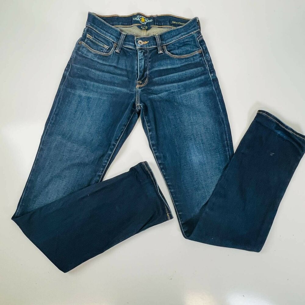 Lucky Brand Womens Sofia Straight Leg‎ Jeans Blue Medium Wash Denim 4/27 Regular